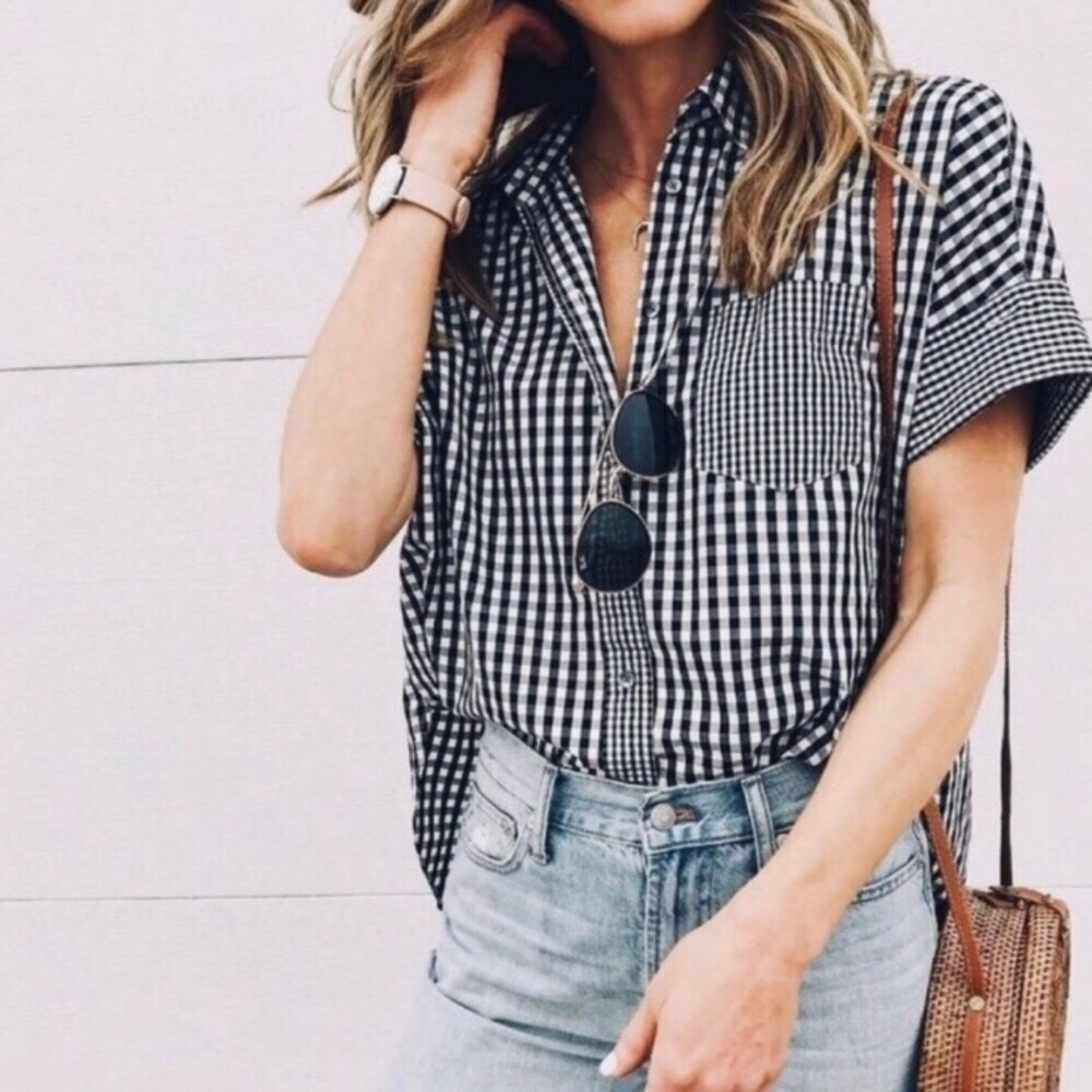 Madewell Gingham-Play Button Down Top - image 2